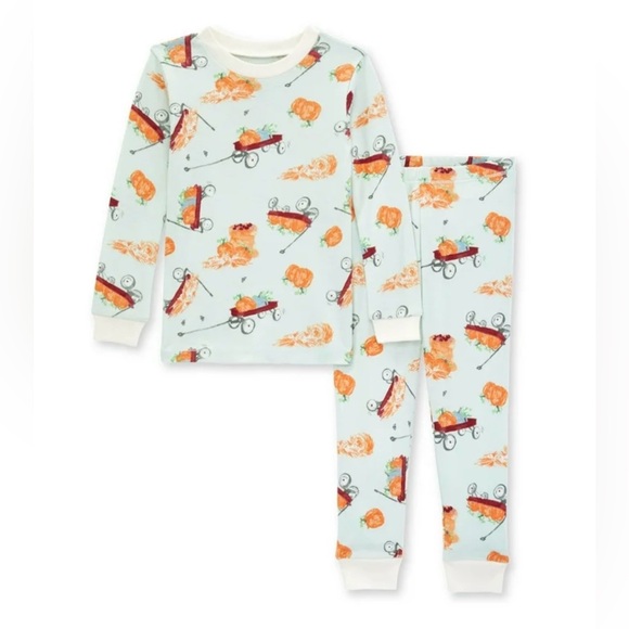 Burt’s Bees Baby Pumpkin & Wagon Organic Cotton Pajamas - Picture 1 of 5